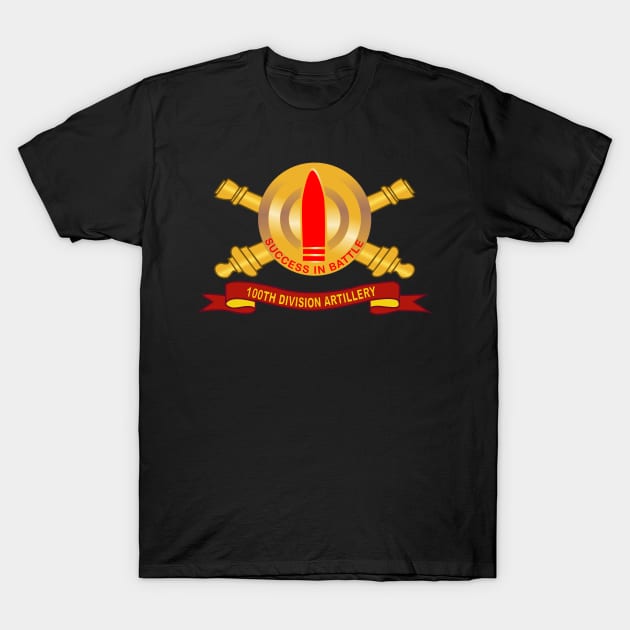 100th Division Artillery (DIVARTY) - DUI w Br - Ribbon X 300 T-Shirt by twix123844